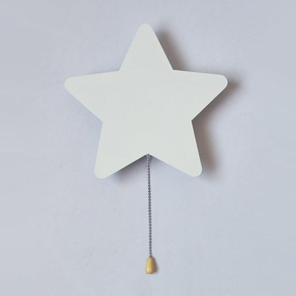 Contemporary Creative Battery Kids Iron Cloud Star Animal Cartoon Pull Chain LED Wall Sconce Lamp For Bedside