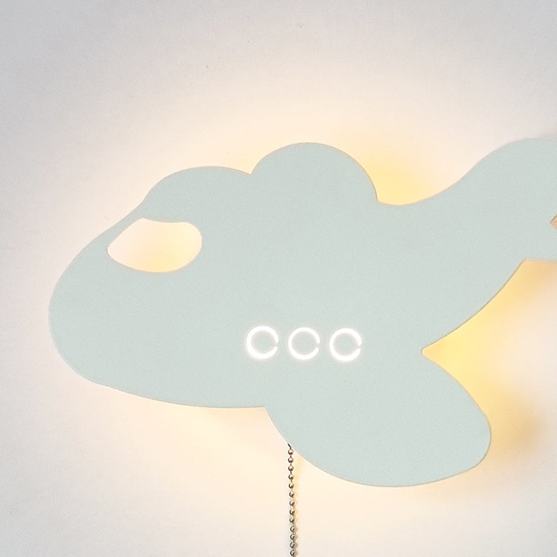 Contemporary Creative Battery Kids Iron Cloud Star Animal Cartoon Pull Chain LED Wall Sconce Lamp For Bedside