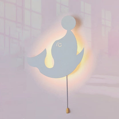Contemporary Creative Battery Kids Iron Cloud Star Animal Cartoon Pull Chain LED Wall Sconce Lamp For Bedside