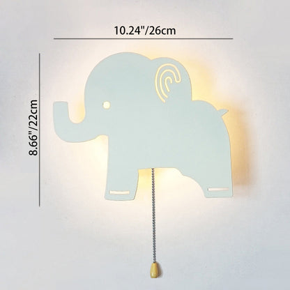 Contemporary Creative Battery Kids Iron Cloud Star Animal Cartoon Pull Chain LED Wall Sconce Lamp For Bedside