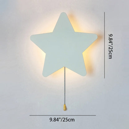 Contemporary Creative Battery Kids Iron Cloud Star Animal Cartoon Pull Chain LED Wall Sconce Lamp For Bedside