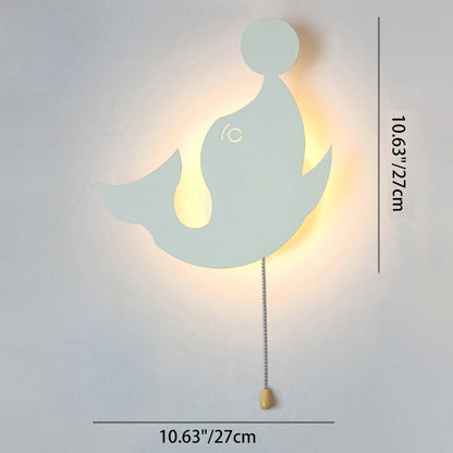 Contemporary Creative Battery Kids Iron Cloud Star Animal Cartoon Pull Chain LED Wall Sconce Lamp For Bedside