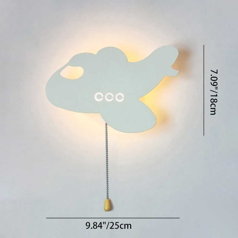 Contemporary Creative Battery Kids Iron Cloud Star Animal Cartoon Pull Chain LED Wall Sconce Lamp For Bedside