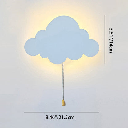 Contemporary Creative Battery Kids Iron Cloud Star Animal Cartoon Pull Chain LED Wall Sconce Lamp For Bedside