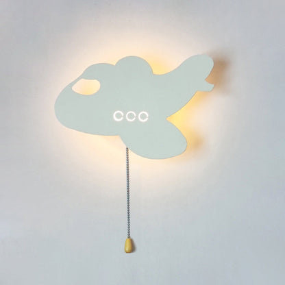 Contemporary Creative Battery Kids Iron Cloud Star Animal Cartoon Pull Chain LED Wall Sconce Lamp For Bedside