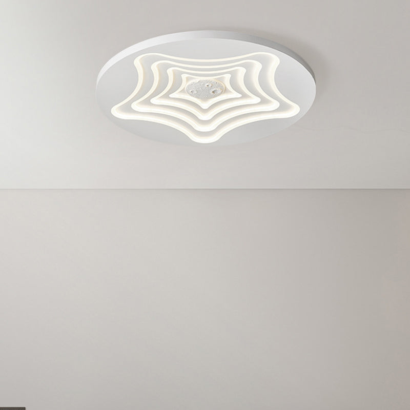 Contemporary Nordic Round Star Lunar Iron Resin Acrylic LED Flush Mount Ceiling Light For Bedroom