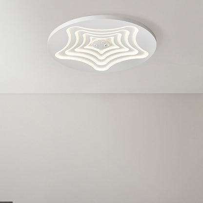 Contemporary Nordic Round Star Lunar Iron Resin Acrylic LED Flush Mount Ceiling Light For Bedroom