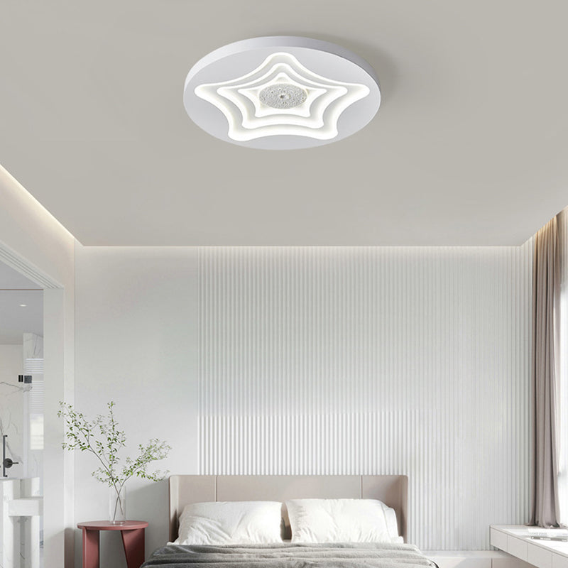 Contemporary Nordic Round Star Lunar Iron Resin Acrylic LED Flush Mount Ceiling Light For Bedroom
