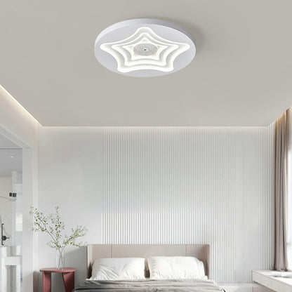 Contemporary Nordic Round Star Lunar Iron Resin Acrylic LED Flush Mount Ceiling Light For Bedroom