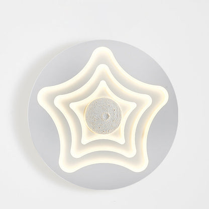 Contemporary Nordic Round Star Lunar Iron Resin Acrylic LED Flush Mount Ceiling Light For Bedroom
