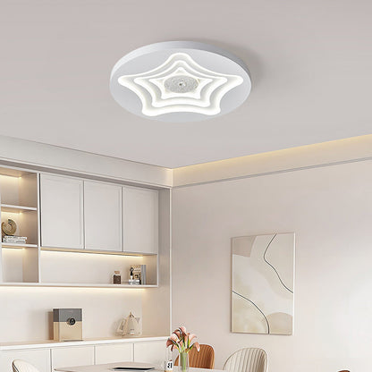 Contemporary Nordic Round Star Lunar Iron Resin Acrylic LED Flush Mount Ceiling Light For Bedroom