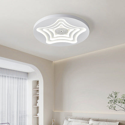 Contemporary Nordic Round Star Lunar Iron Resin Acrylic LED Flush Mount Ceiling Light For Bedroom