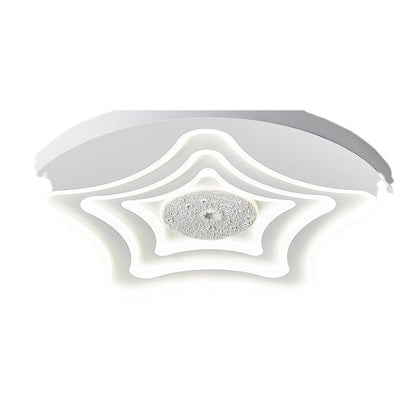 Contemporary Nordic Round Star Lunar Iron Resin Acrylic LED Flush Mount Ceiling Light For Bedroom