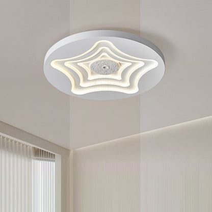 Contemporary Nordic Round Star Lunar Iron Resin Acrylic LED Flush Mount Ceiling Light For Bedroom