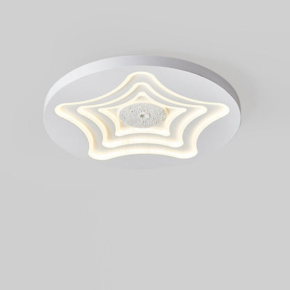 Contemporary Nordic Round Star Lunar Iron Resin Acrylic LED Flush Mount Ceiling Light For Bedroom