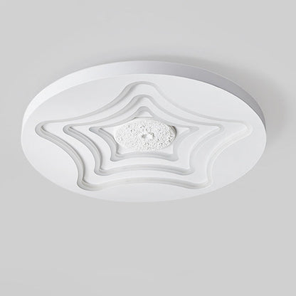 Contemporary Nordic Round Star Lunar Iron Resin Acrylic LED Flush Mount Ceiling Light For Bedroom