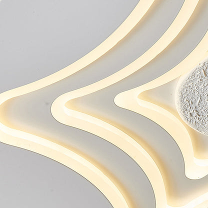 Contemporary Nordic Round Star Lunar Iron Resin Acrylic LED Flush Mount Ceiling Light For Bedroom