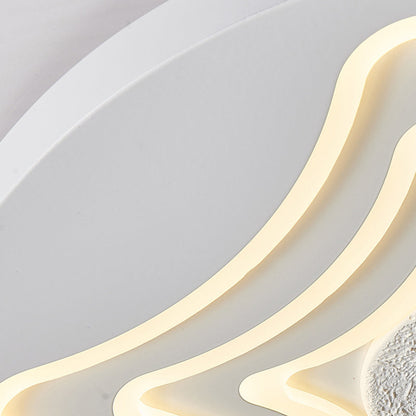 Contemporary Nordic Round Star Lunar Iron Resin Acrylic LED Flush Mount Ceiling Light For Bedroom