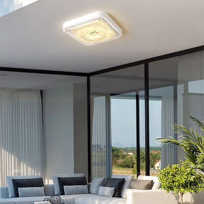 Modern Simplicity Solar Waterproof ABS Square LED Flush Mount Ceiling Light For Outdoor Patio