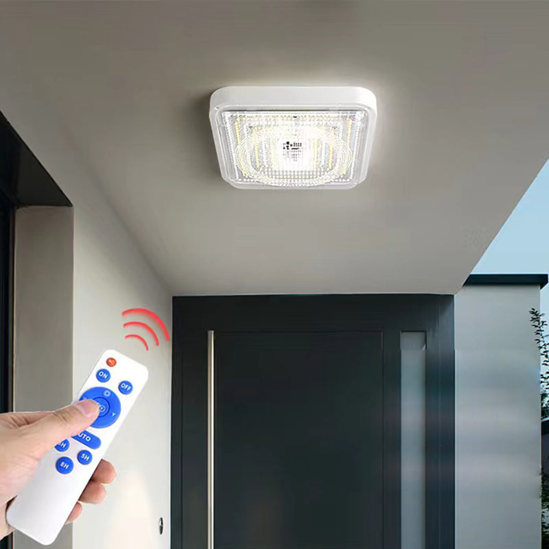 Modern Simplicity Solar Waterproof ABS Square LED Flush Mount Ceiling Light For Outdoor Patio