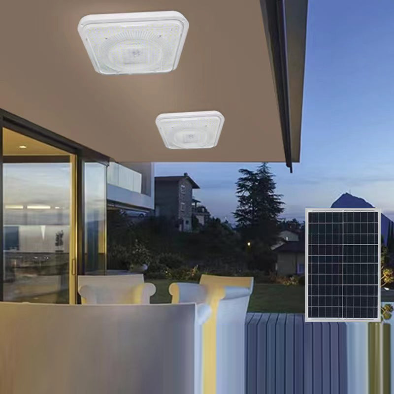 Modern Simplicity Solar Waterproof ABS Square LED Flush Mount Ceiling Light For Outdoor Patio