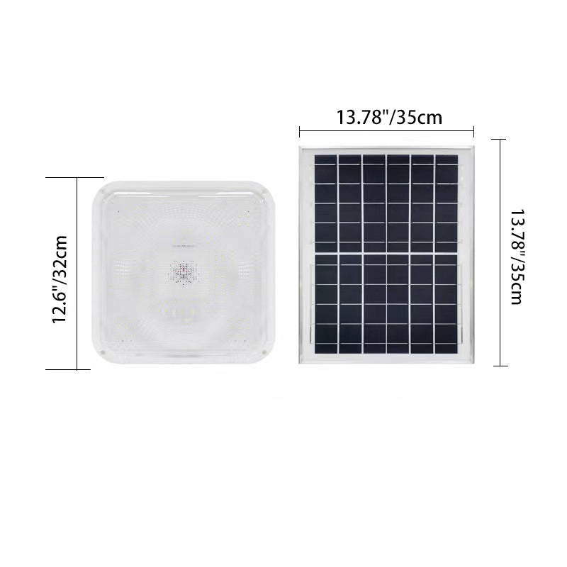 Modern Simplicity Solar Waterproof ABS Square LED Flush Mount Ceiling Light For Outdoor Patio