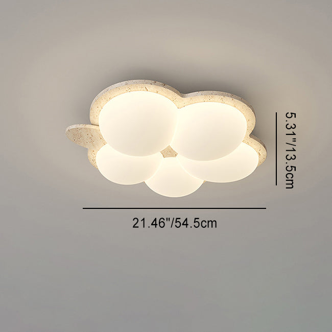 Contemporary Nordic Flower Rabbit Travertine PE LED Flush Mount Ceiling Light For Bedroom