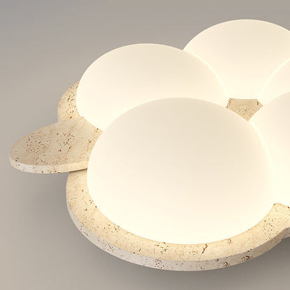 Contemporary Nordic Flower Rabbit Travertine PE LED Flush Mount Ceiling Light For Bedroom