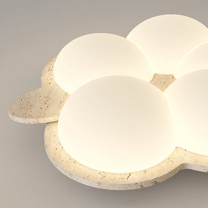 Contemporary Nordic Flower Rabbit Travertine PE LED Flush Mount Ceiling Light For Bedroom