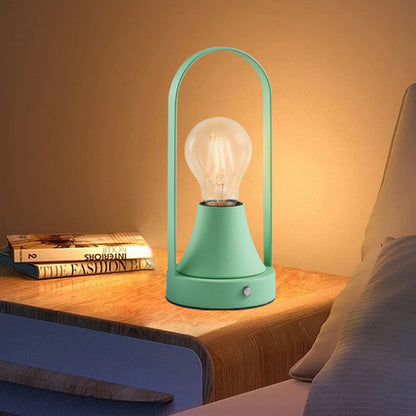 Contemporary Retro Rechargeable USB Iron Aluminum Bulb Portable 1-Light Table Lamp Night Light For Bedside
