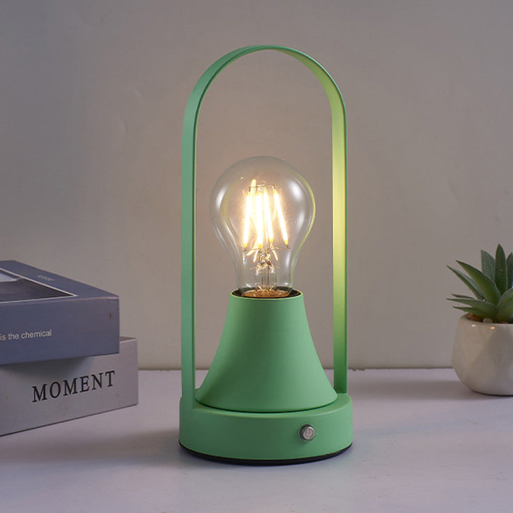 Contemporary Retro Rechargeable USB Iron Aluminum Bulb Portable 1-Light Table Lamp Night Light For Bedside