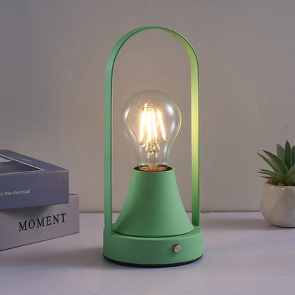 Contemporary Retro Rechargeable USB Iron Aluminum Bulb Portable 1-Light Table Lamp Night Light For Bedside