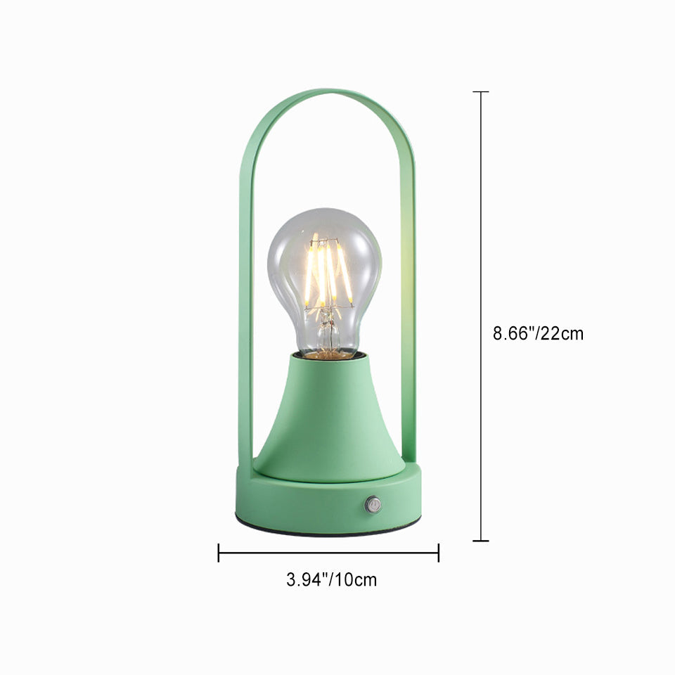 Contemporary Retro Rechargeable USB Iron Aluminum Bulb Portable 1-Light Table Lamp Night Light For Bedside