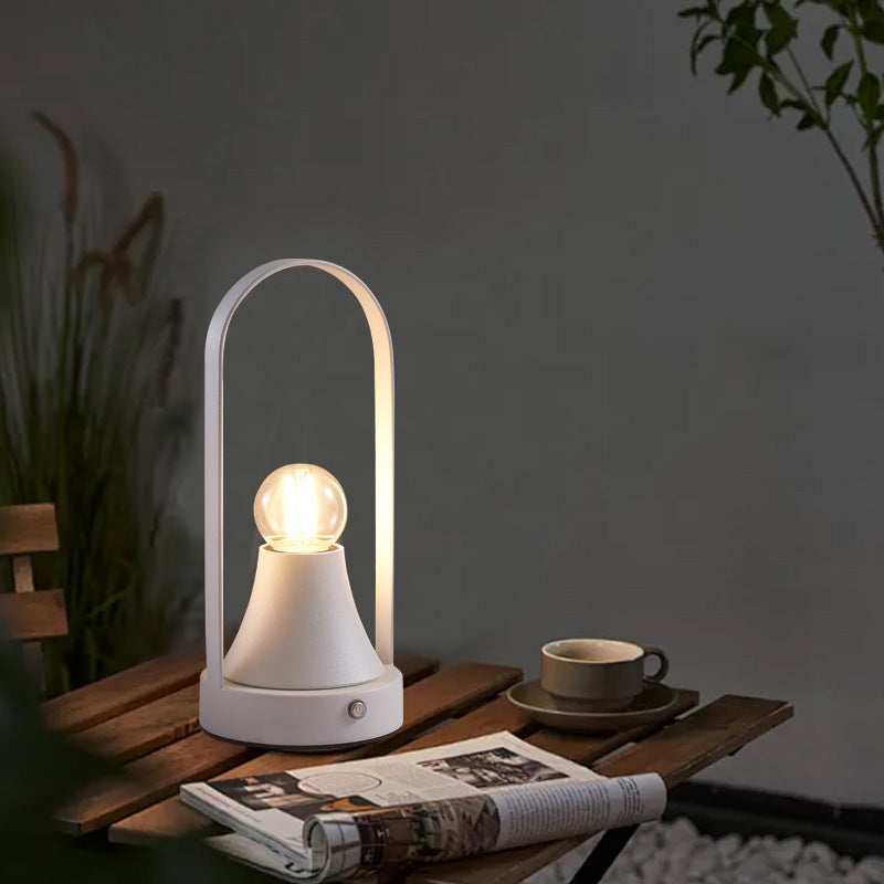 Contemporary Retro Rechargeable USB Iron Aluminum Bulb Portable 1-Light Table Lamp Night Light For Bedside