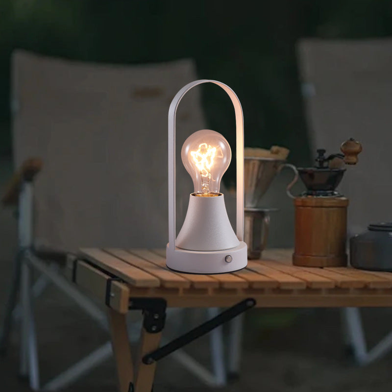 Contemporary Retro Rechargeable USB Iron Aluminum Bulb Portable 1-Light Table Lamp Night Light For Bedside