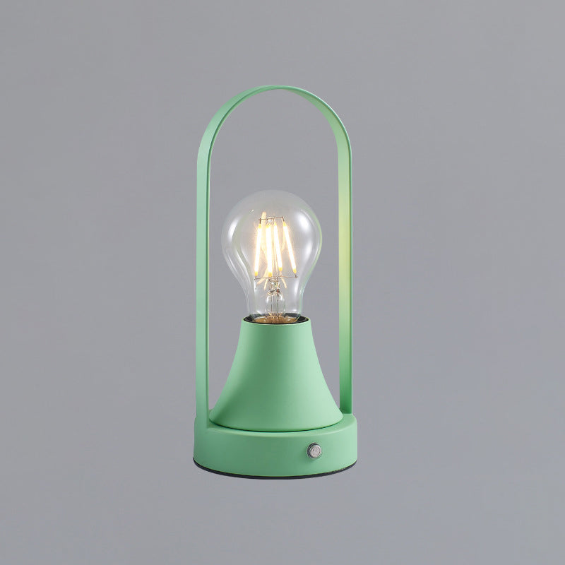 Contemporary Retro Rechargeable USB Iron Aluminum Bulb Portable 1-Light Table Lamp Night Light For Bedside