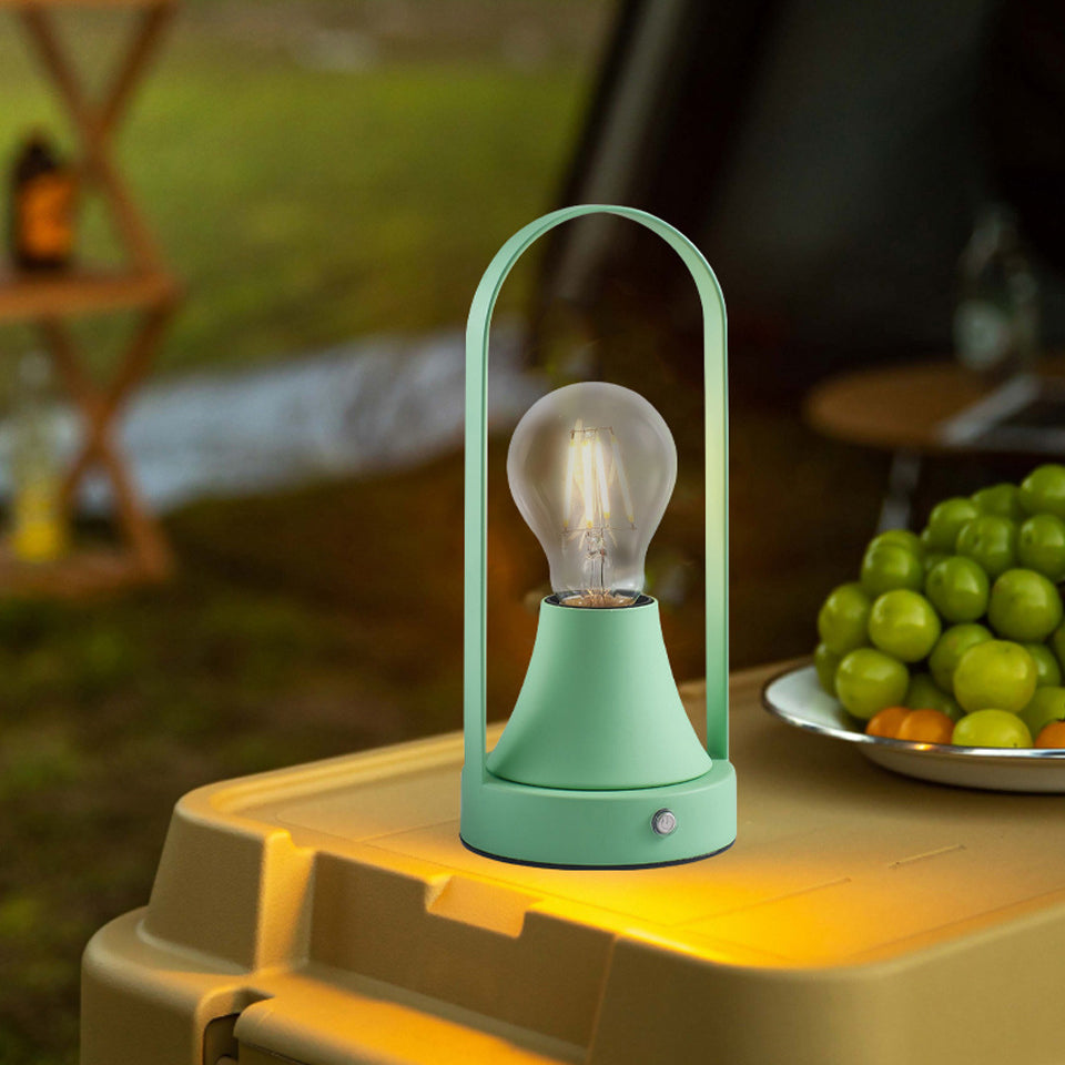 Contemporary Retro Rechargeable USB Iron Aluminum Bulb Portable 1-Light Table Lamp Night Light For Bedside