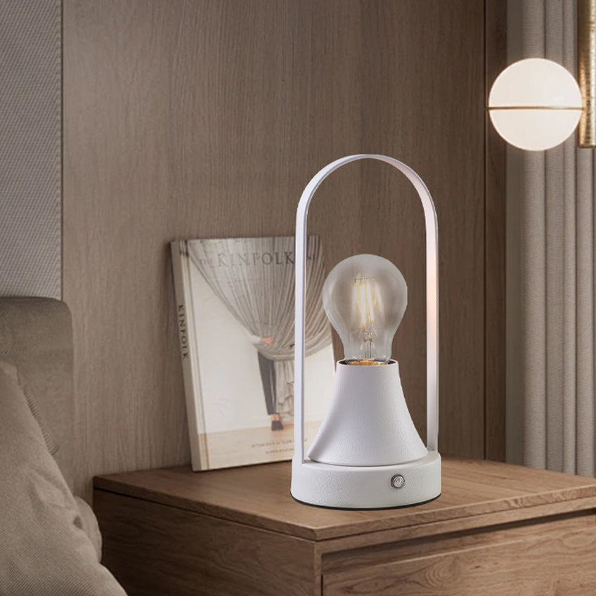 Contemporary Retro Rechargeable USB Iron Aluminum Bulb Portable 1-Light Table Lamp Night Light For Bedside