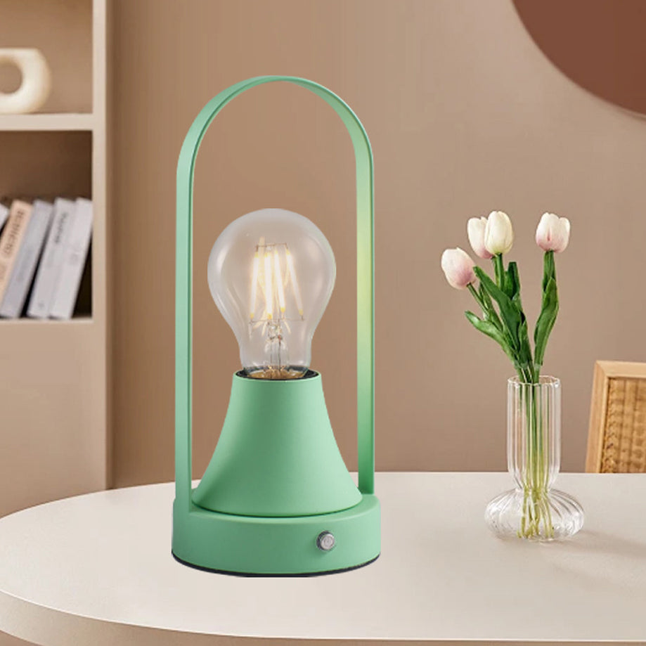 Contemporary Retro Rechargeable USB Iron Aluminum Bulb Portable 1-Light Table Lamp Night Light For Bedside