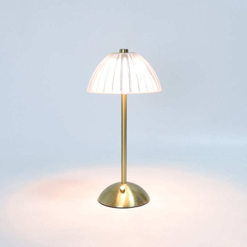 Contemporary Retro Rechargeable Iron PS Conic Cylinder Skirt Striped LED Table Lamp For Bedside