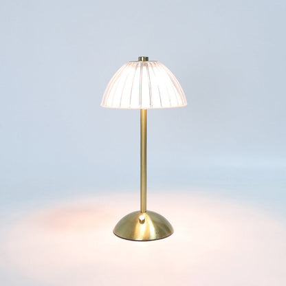Contemporary Retro Rechargeable Iron PS Conic Cylinder Skirt Striped LED Table Lamp For Bedside