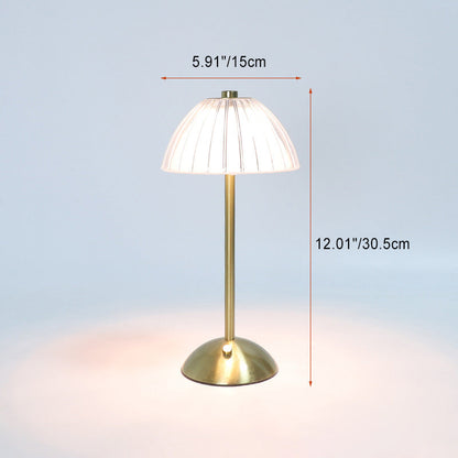 Contemporary Retro Rechargeable Iron PS Conic Cylinder Skirt Striped LED Table Lamp For Bedside