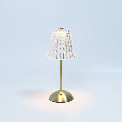 Contemporary Retro Rechargeable Iron PS Conic Cylinder Skirt Striped LED Table Lamp For Bedside
