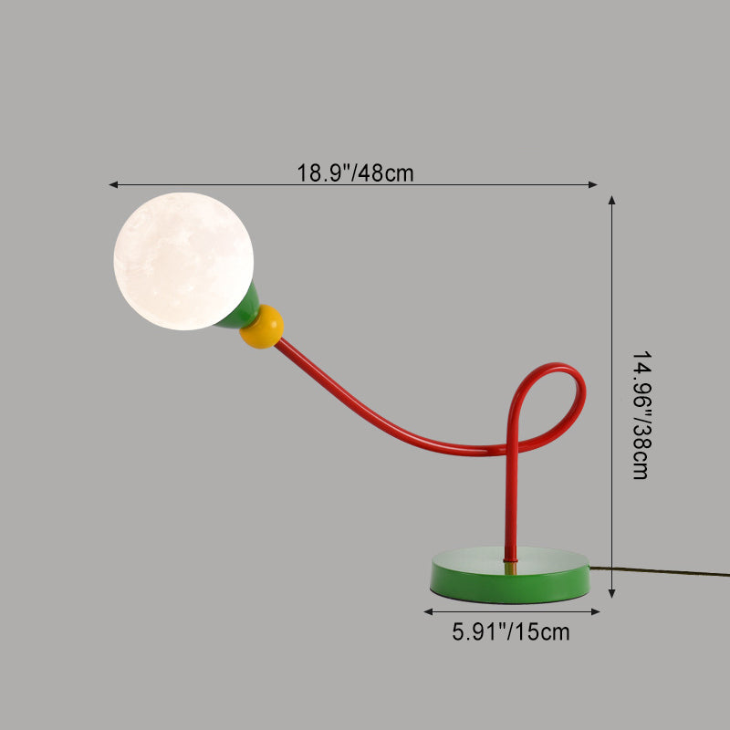 Modern Art Deco Kids Iron PLA Moon Wired 1-Light Table Lamp For Study