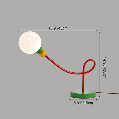 Modern Art Deco Kids Iron PLA Moon Wired 1-Light Table Lamp For Study