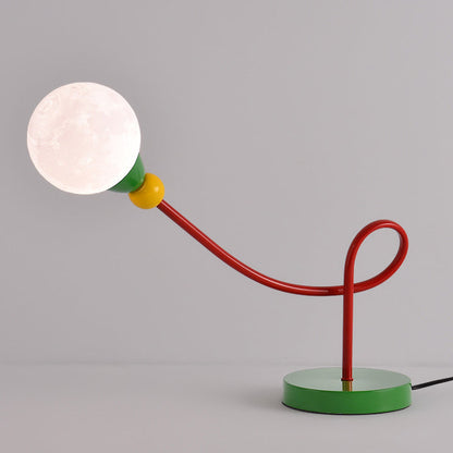 Modern Art Deco Kids Iron PLA Moon Wired 1-Light Table Lamp For Study