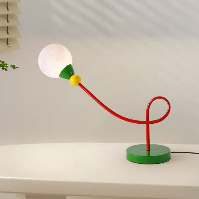 Modern Art Deco Kids Iron PLA Moon Wired 1-Light Table Lamp For Study