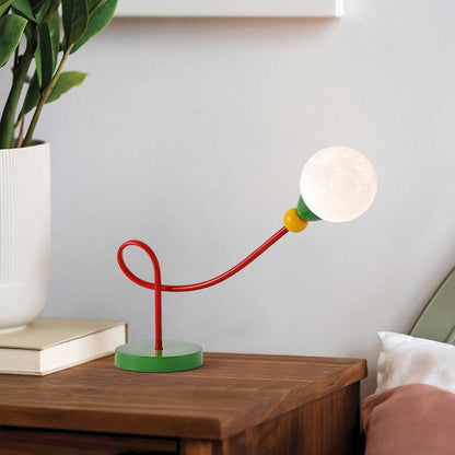 Modern Art Deco Kids Iron PLA Moon Wired 1-Light Table Lamp For Study