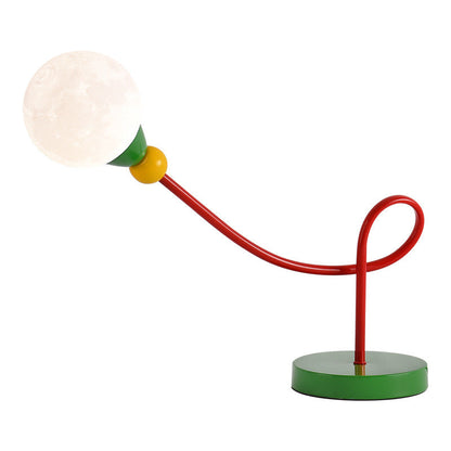 Modern Art Deco Kids Iron PLA Moon Wired 1-Light Table Lamp For Study