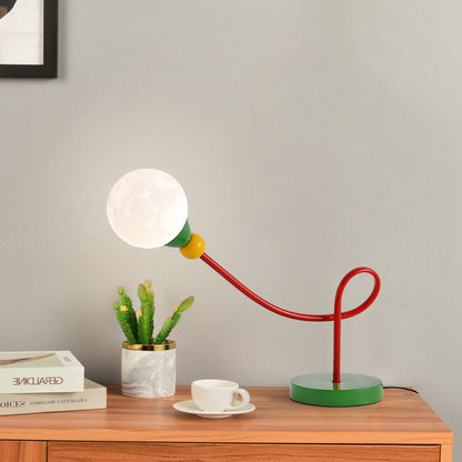 Modern Art Deco Kids Iron PLA Moon Wired 1-Light Table Lamp For Study